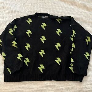 Green lightening bolt sweater